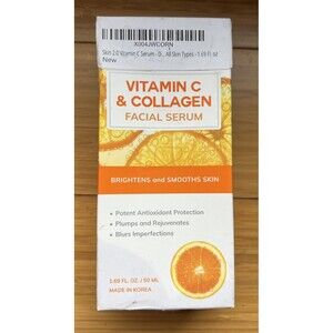 Skin 2.0 Vitamin C & Collagen Facial Serum Brightens & Smooths 1.69 Fl Oz New